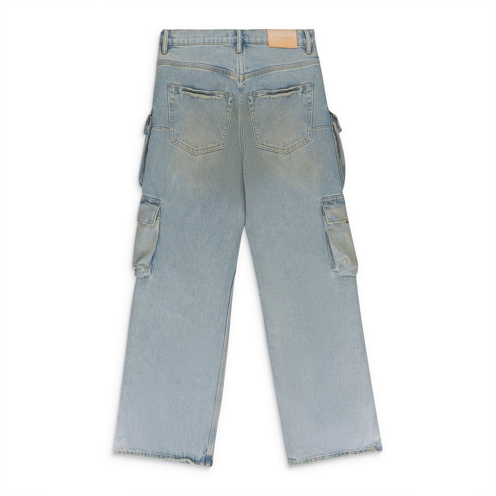 Light Indigo P018 Relaxed Double Cargo Jeans