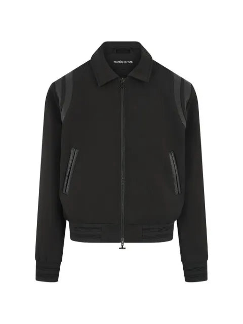 Manière De Voir leather panelled Varsity jacket- black