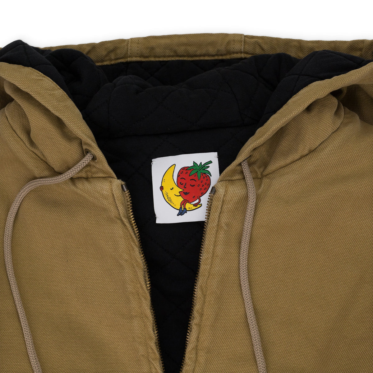 Beige Hooded Workwear Jacket
