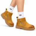 UGG Chestnut Shearling-Collar Leather Boots