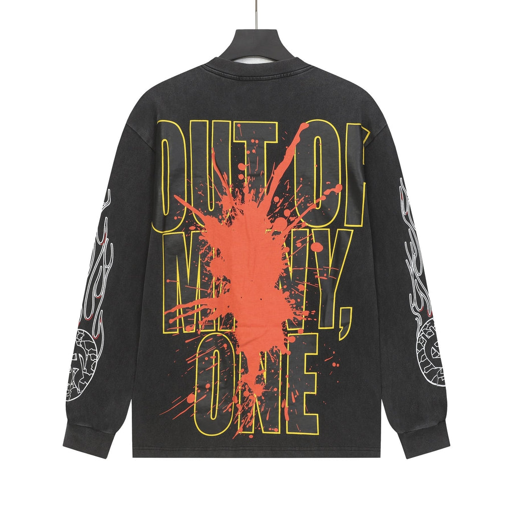 Godspeed Washed Black Rock Graphic Long-Sleeve T-Shirt