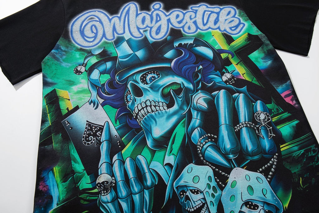 MAJESTIK Blue-Green Front & Script Back Graphic T-Shirt