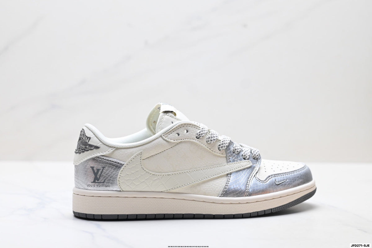 Nike Low-Top Sneakers White Silver Unisex Style 06