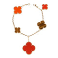 Van Cleef & Arpels CLOVER BRACELET 5 MOTIFS CARNELIAN TIGER EYE