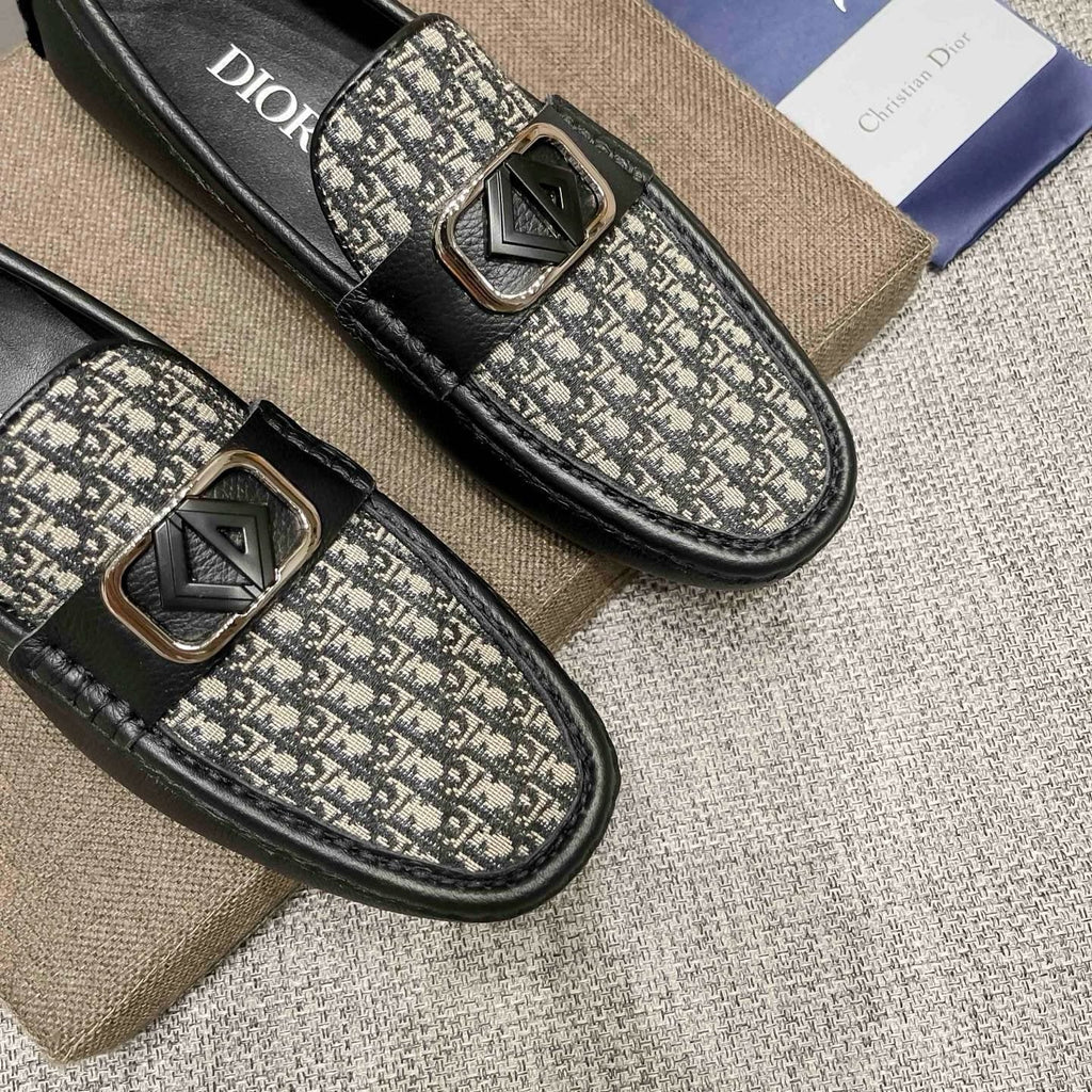 Dior Men's Gray Patterned Loafers