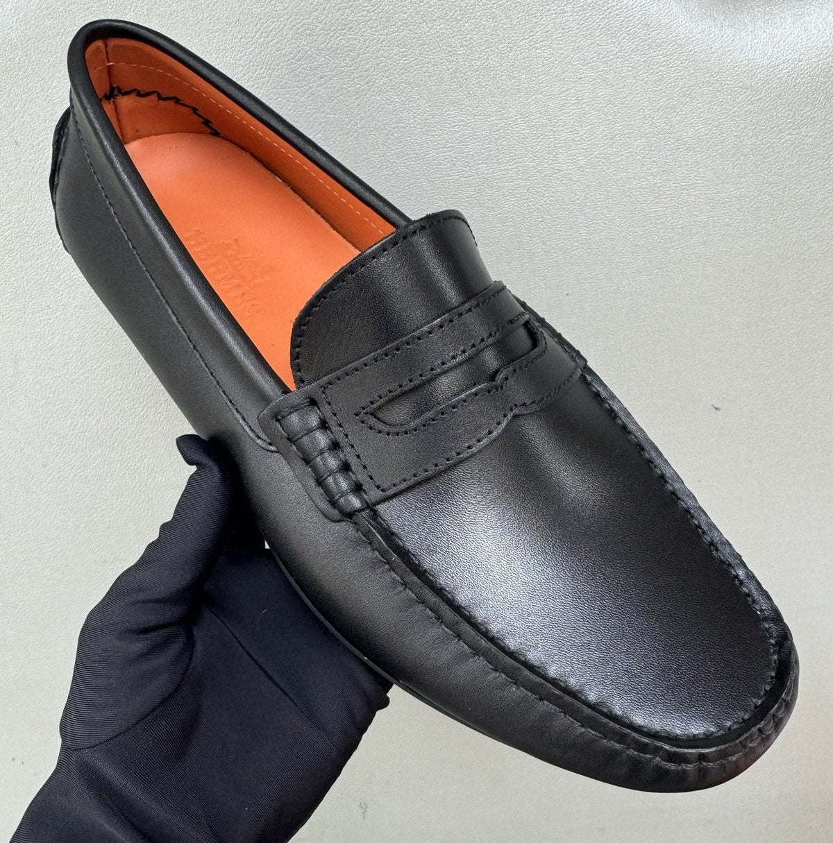 Hermès Men's Black Slip-On Loafers