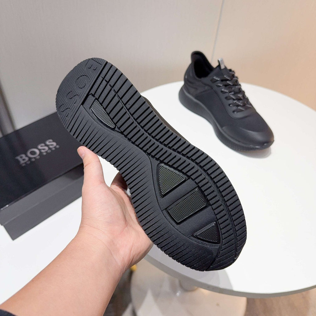 BOSS Black Knit-Look Low-Top Sneakers