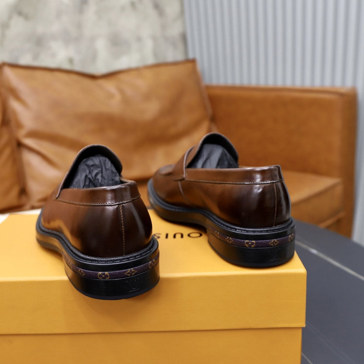 Louis Vuitton Men's Brown Penny Loafers - Brown Leather Upper