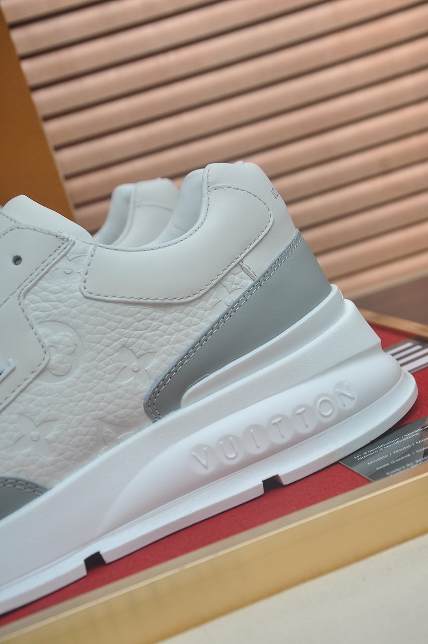 Louis Vuitton White and Light Gray Low-Top Sneakers - Rubber Outsole