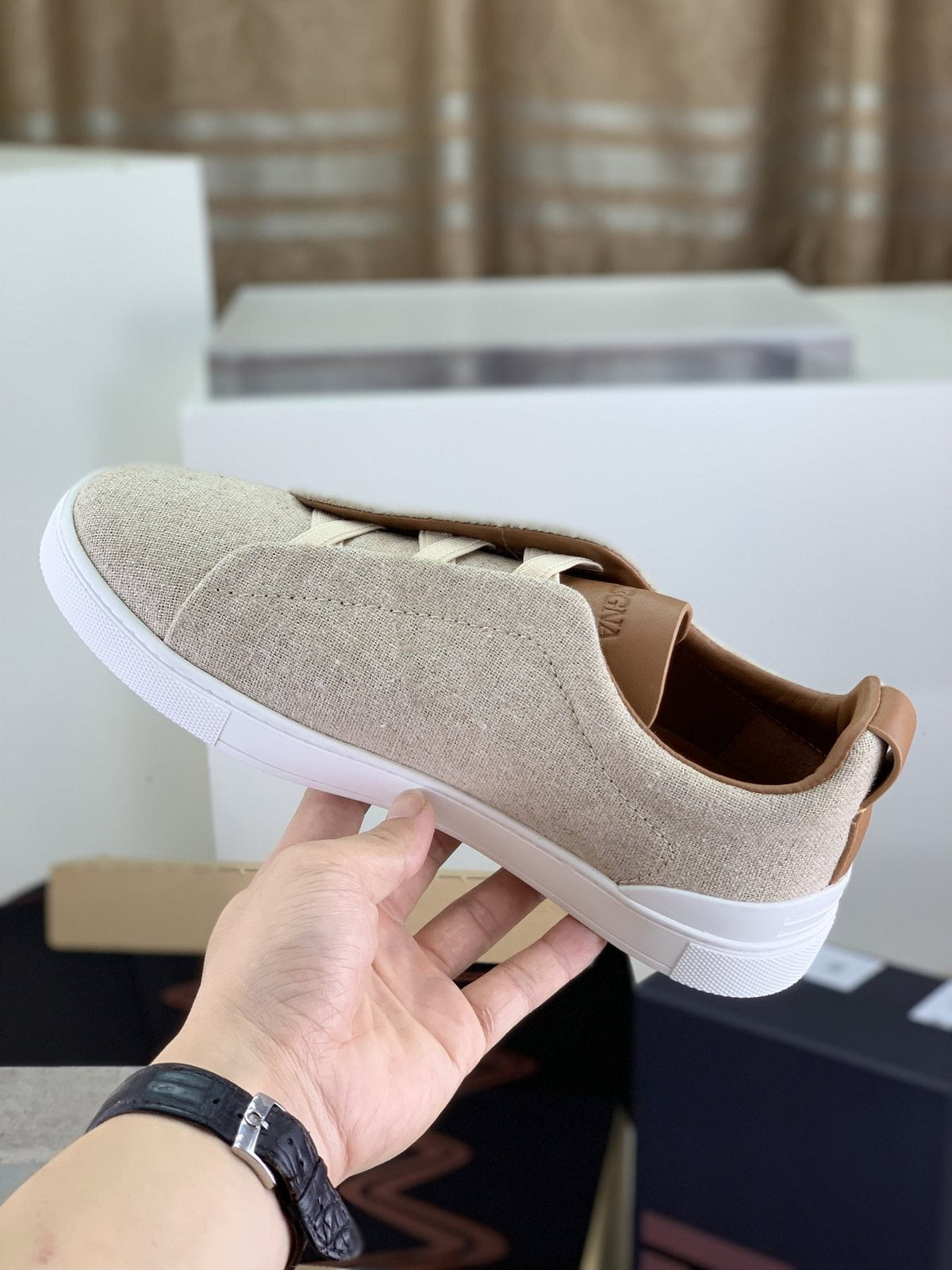 Zegna Triple Stitch Slip-On Sneakers - Canvas Upper