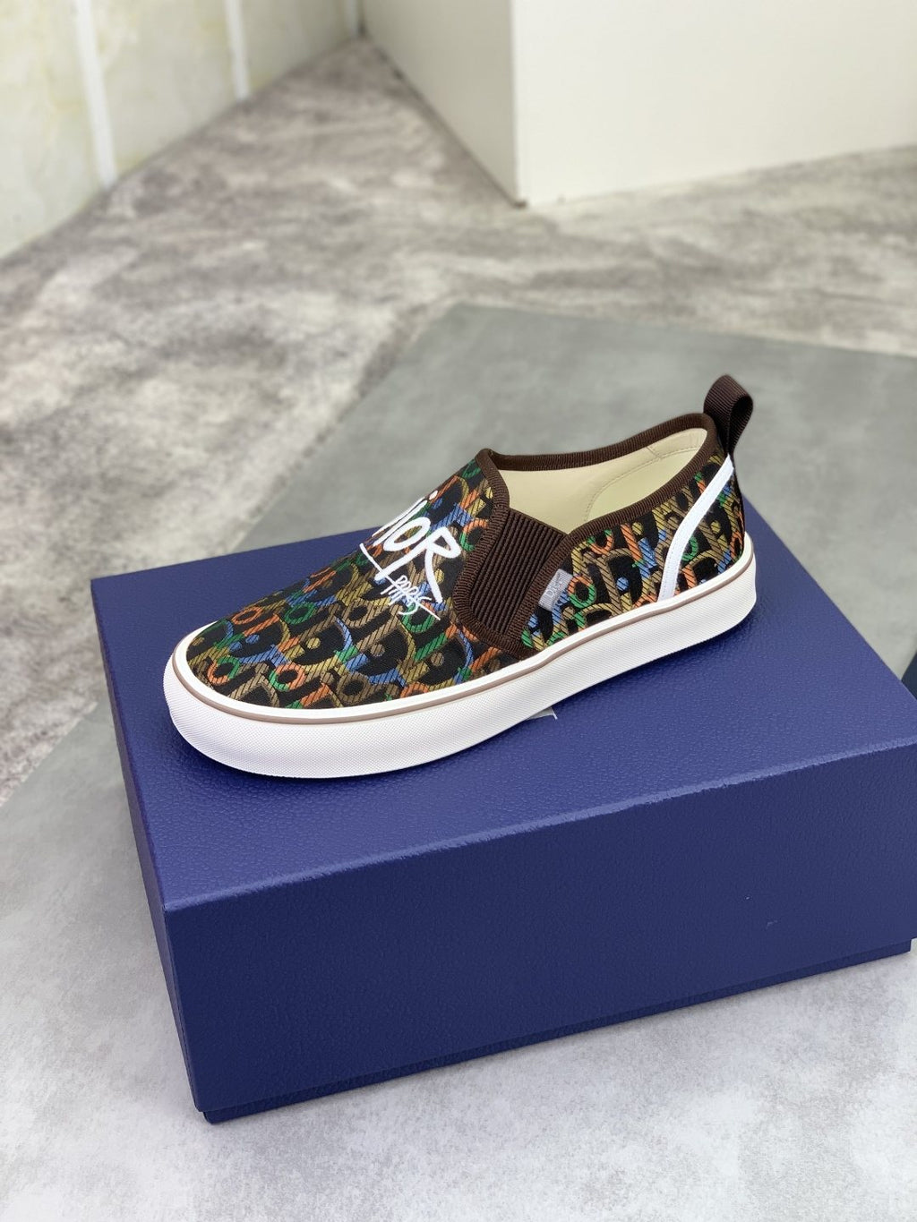 Dior Patterned Canvas Slip-On Sneakers