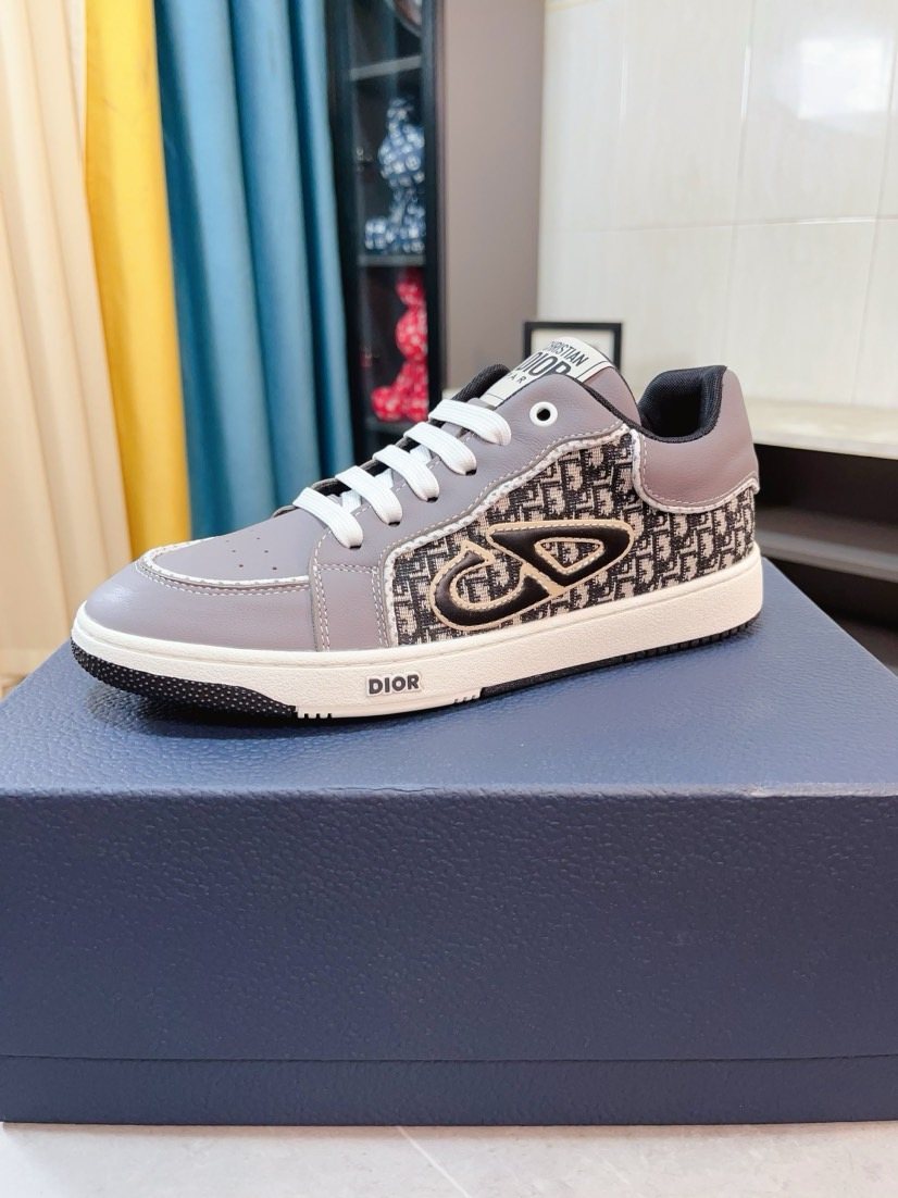 Dior Men's Patterned Panel Low-Top Sneakers