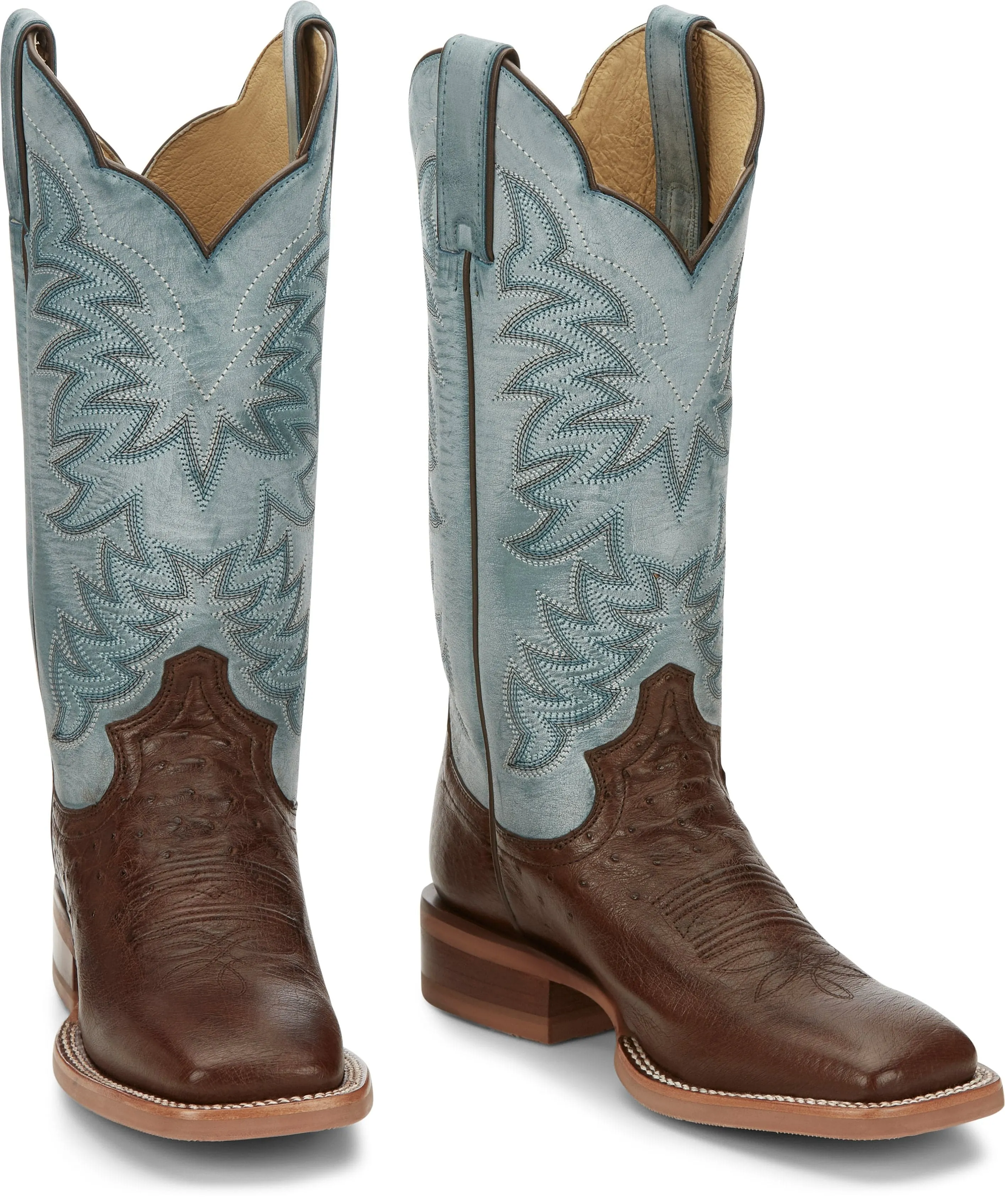 Justin Women's Ralston Brown Smooth Ostrich Western Boots JE702