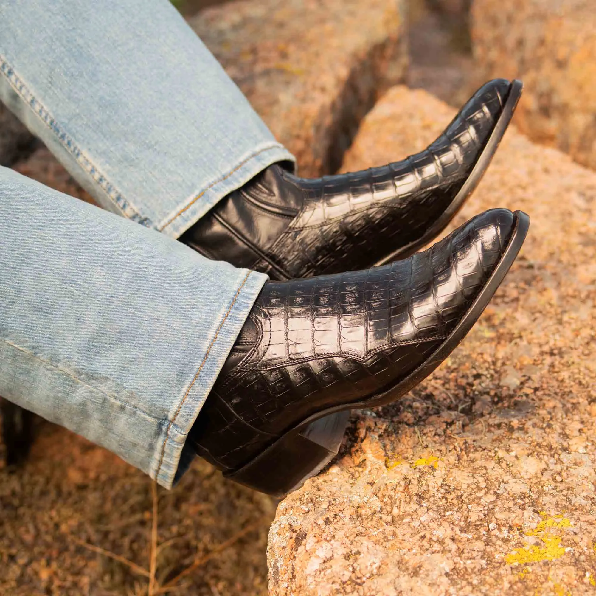 Rujo Boots Men's The Blake Chocolate Caiman Tail Boots